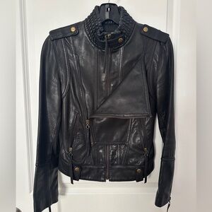 Women's Black Soft Leather Biker Jacket